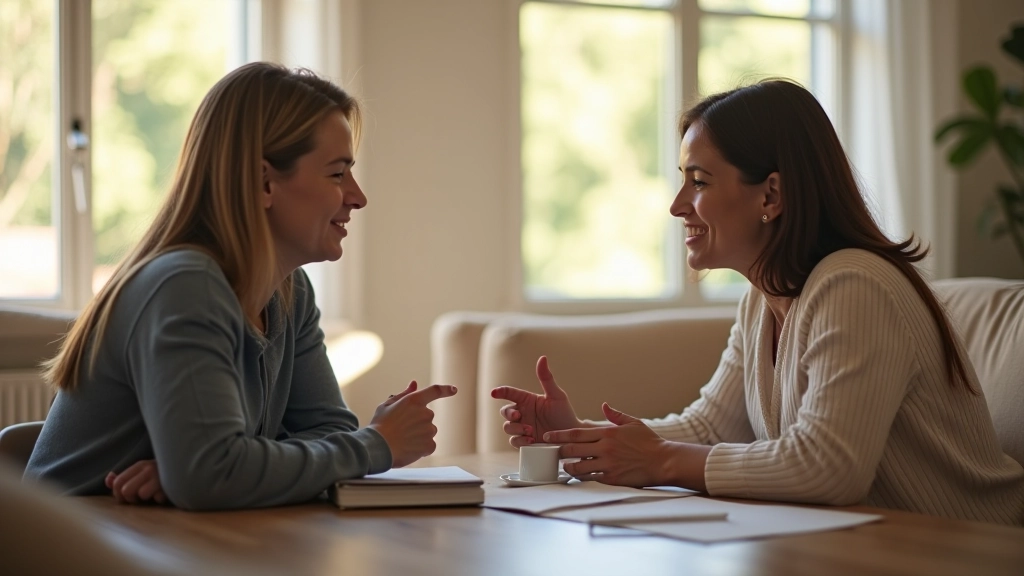 Un couple discute de manière positive de leur plan financier mensuel dans leur salon
