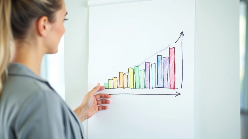 Graphique de progression d'épargne dessiné sur un tableau blanc avec des marqueurs, montrant des barres montantes colorées